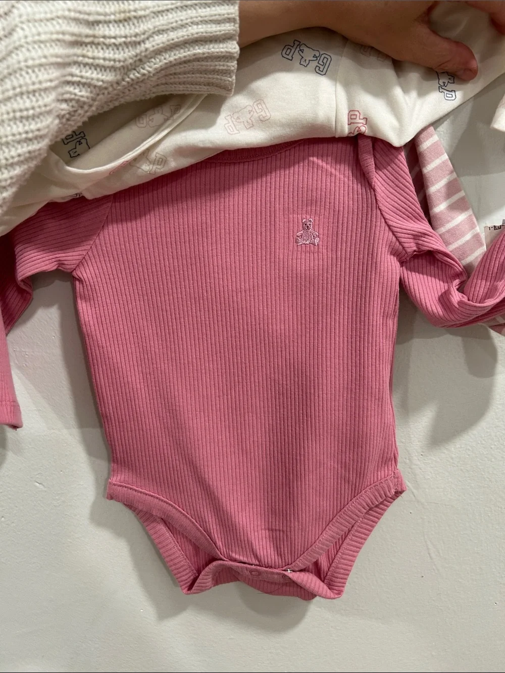 GAP Cream Logo Bodysuit with Pink Layered Tops